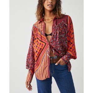 Women's Multicolor Floral Patchwork Blouse